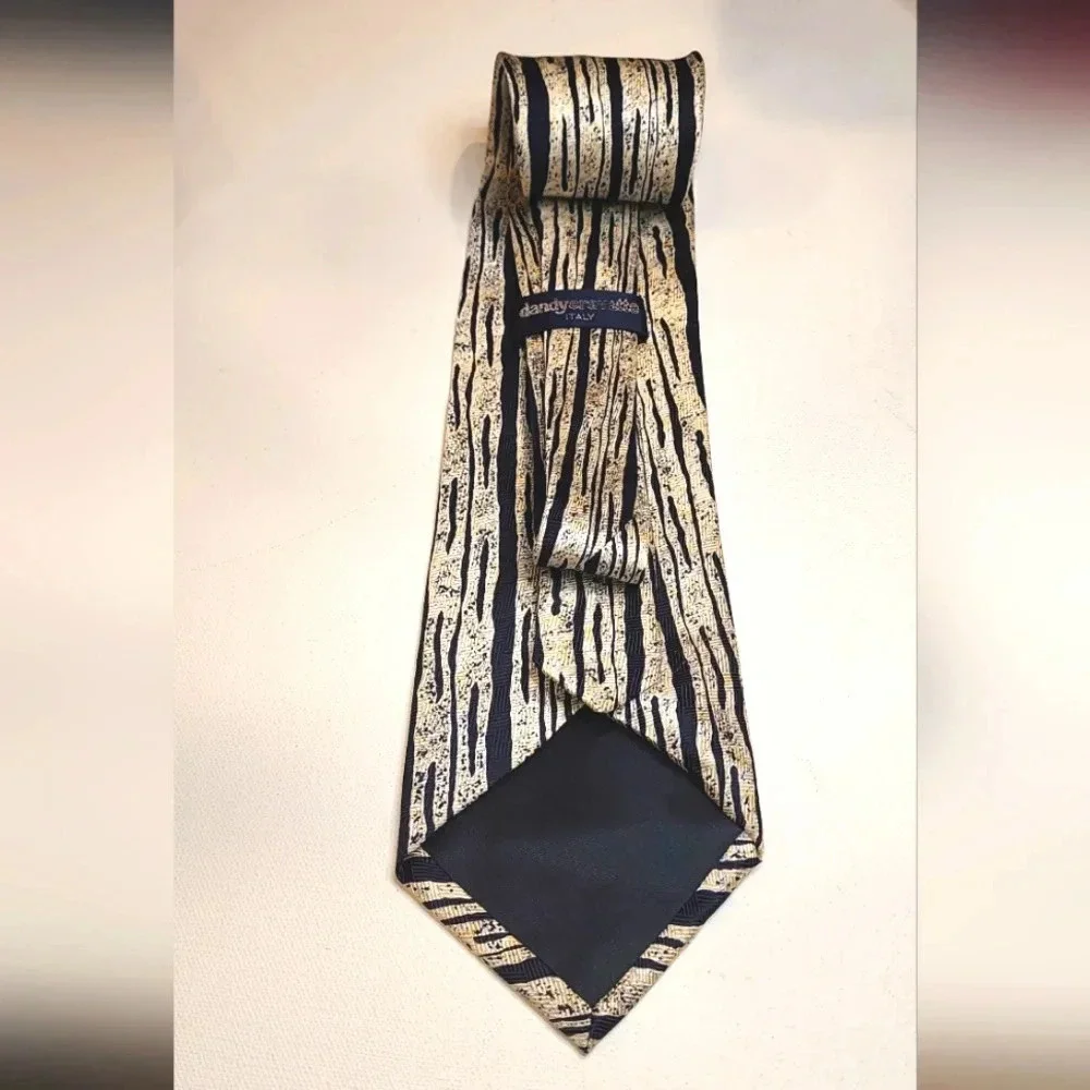 Dandy Cravette 100% Silk Red Neck Tie Black silver 58 X 3.5